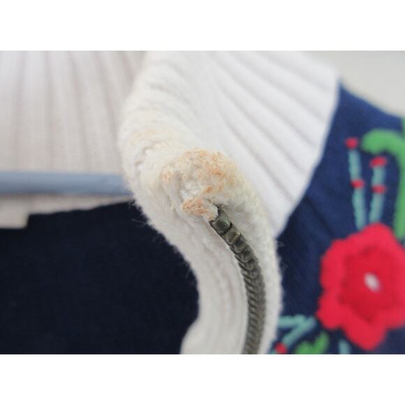 VTG MCM Talbots Red Floral Embroidered Zip Front Cardigan 100% Cotton size LP - Picture 5 of 5